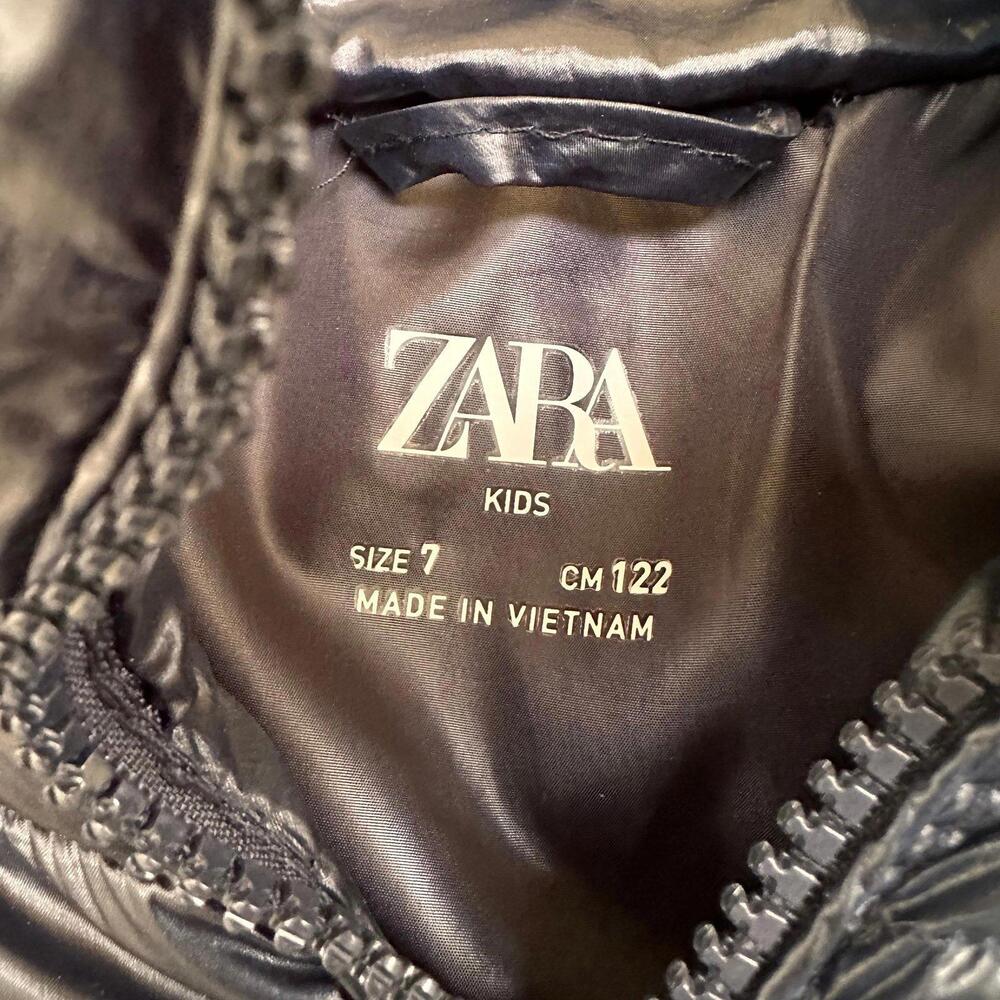 Zara Navy Long Puffer Parka Coat 7 - Picture 3 of 4
